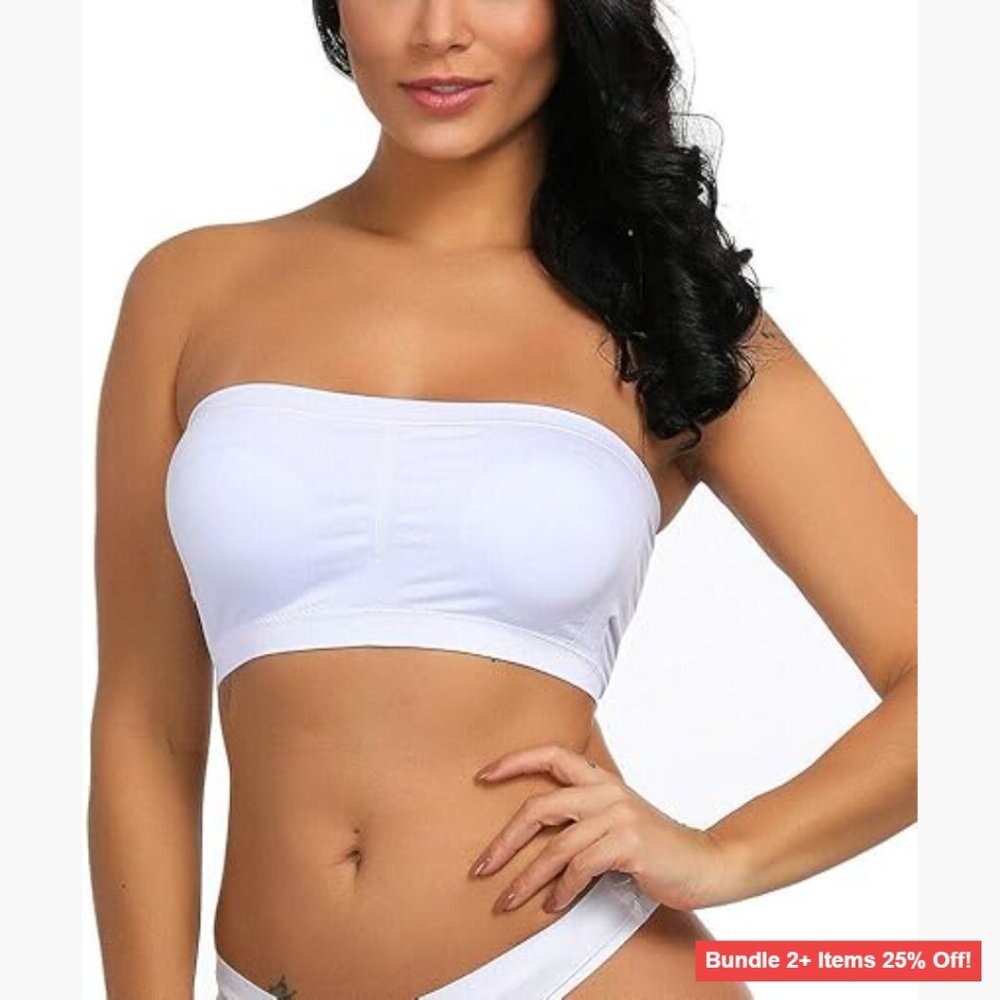 Strapless Bandeau Bra Light Support Seamless Nylon Workout Top